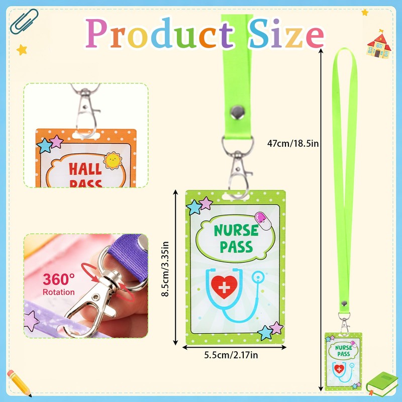 Hall Passes for Classrooms, 6 Set PVC Waterproof Bathroom Pass