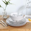 Yinshine Melamine Dinnerware Set, 12pcs Embossed Plates and Bowls Sets,