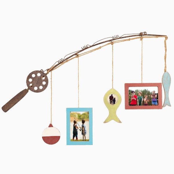 Young's Inc. Wood Fishing Rod Picture Frame - 33" W x 12" H - Living Room Decor - Fishing Decor