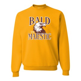 XX-Large Gold Mens Bald & Majestic Bald Eagle Funny Gift For Bald Guys Sweatshirt Crewneck