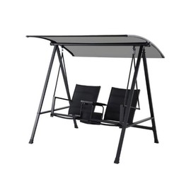 Garden Winds Custom Fit Replacement Canopy Top Cover Compatible with The Mainstays Dashwood MS5628059664015, MS5628059664049 2 Seat Steel Swing - Upgraded Performance RipLock 350 Fabric - Slate Gray