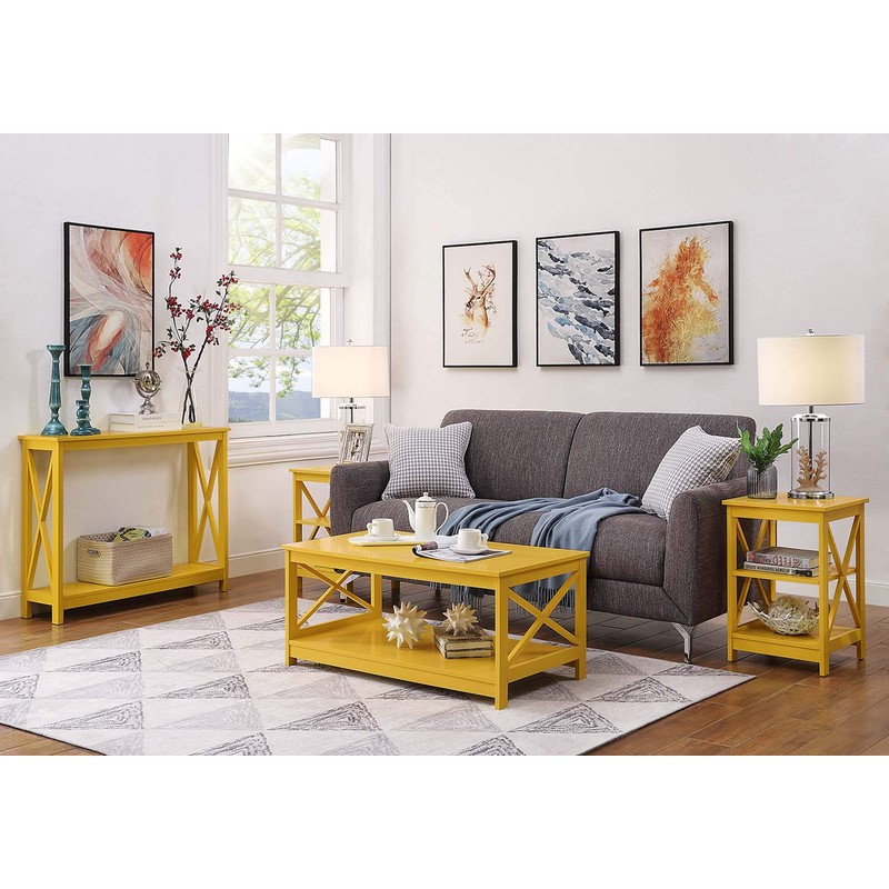 Convenience Concepts Oxford Coffee Table with Shelf, Yellow