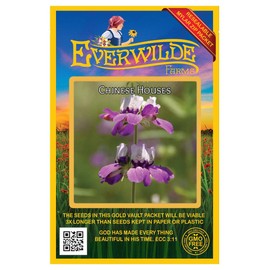 Everwilde Farms - 1000 Chinese Houses Native Wildflower Seeds - Gold Vault Jumbo Seed Packet