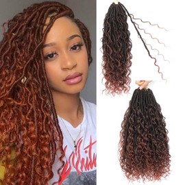 Boho Faux Locs Crochet Hair 18Inch 7Packs Boho Goddess Locs Crochet Hair Pre Looped Boho Soft Locs Synthetic Braids Hair Extensions for Women (T/350#, 18 Inch)