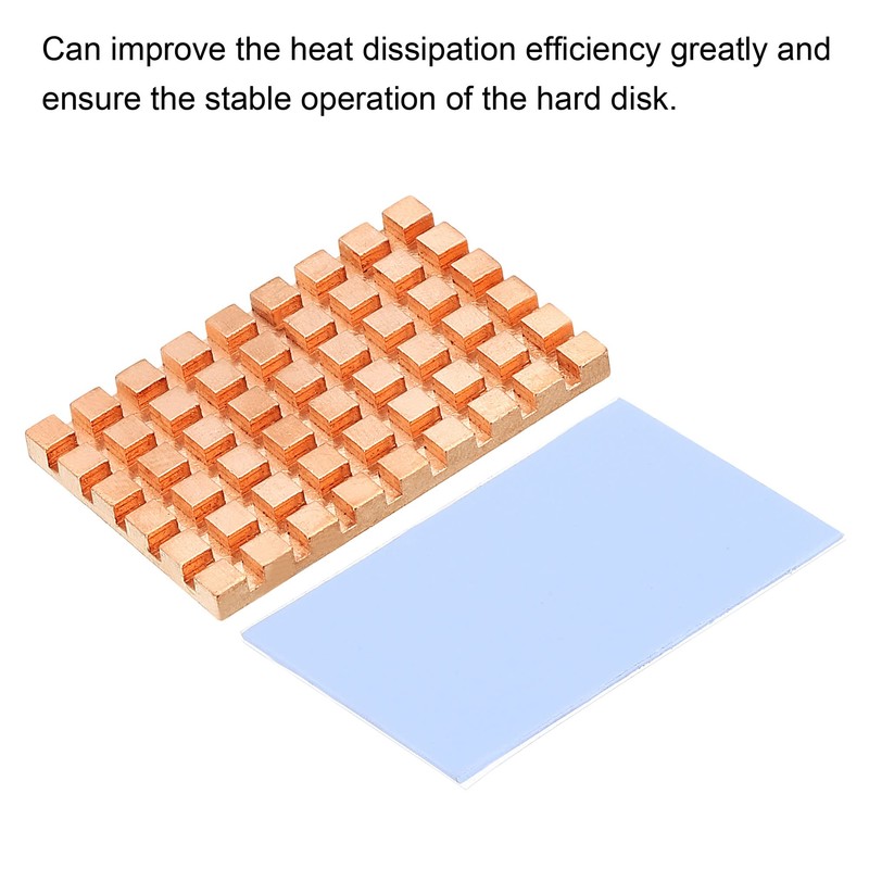 sourcing map Copper Heatsink with Conductive Thermal Pads for Solid