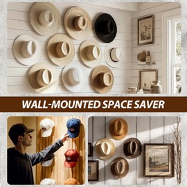 12 Pcs Cowboy Hat Rack for Wall, Cowboy Hat Holder with Strong Adhesive Screws Bolts, Cowboy Hat Hook Hold up to 12 Hats, Hat Hanger for Baseball Caps Keys Accessories, Western Hat Hook Room Décor