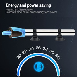 BPS 100W Waterproof Fish Tank Stainless Steel 23.5 cm with 2 Suction Cups BPS-6085