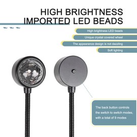 awlbed 2 PCS Car USB Starlight, Round Sound Control Plug and Play Ambient Light, 9 Modes RGB Romantic Starlight Decorative Light, Universal for Most Cars (Multicolored)