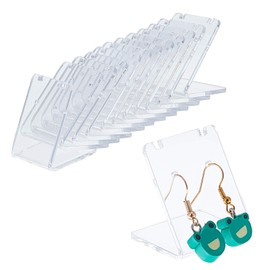 PandaHall 24 Packs 48 Holes Earring Holders L-Shaped Jewellery Displays Marketing Holder Acrylic Necklace Stand for Necklace Jewellery Dangling Slant Back Display (1.3 x 1.3 x 1