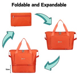 Expandable Travel Duffle Bag for Women Men, Lightweight Foldable Travel Tote Bags Gym Bag, Large Waterproof Carry On Weekender Overnight Bag with Wet Pocket for Workout, Fitness, Shopping Purple