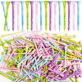 Amy Sport Golf Tees Styllish Bamboo Wooden Coloured Painted Bulk 200 Pack 1 1/2 3 1/4 2 3/4 Inch Tee, Enhanced Visibility Color Purple Pink Green Blue, Practice for Men Women (Colorful, 3 1/4 Inch)
