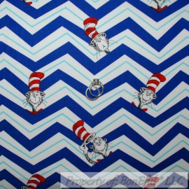 Robert Kaufman Fabrics BonEful Fabric FQ Cotton Quilt VTG Dr Seuss Cat in the Hat Unisex Chevron Stripe