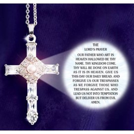 Unbranded THE LORD'S PRAYER CROSS NECKLACE with Austrian crystals Gift NEW IN GIFT BOX