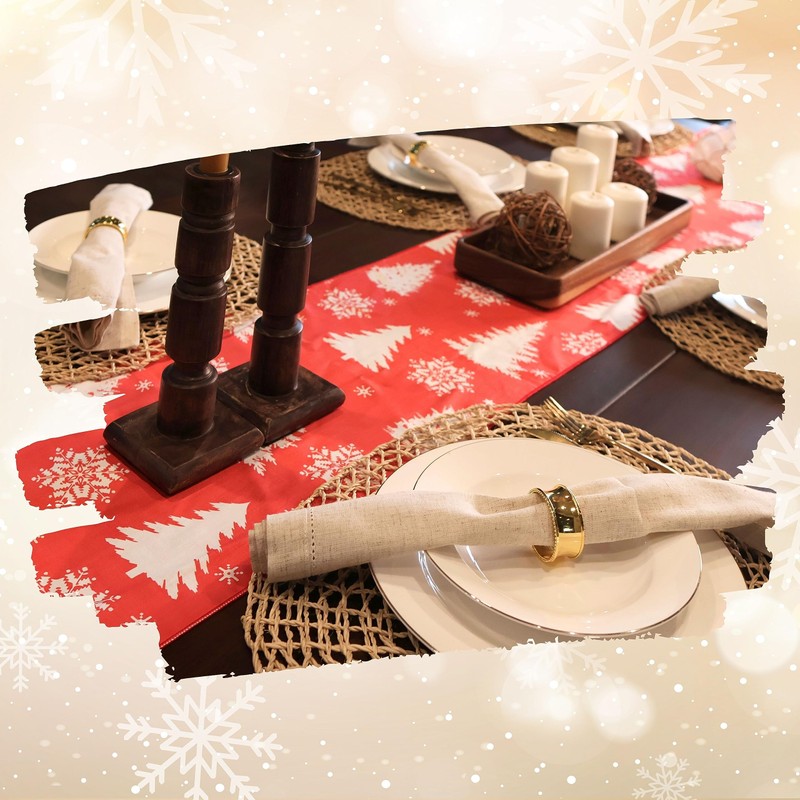Lang Horn Handmade Christmas Table Runner with Printed Christmas Motif