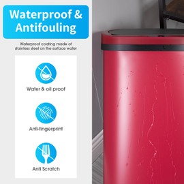 BestOffice Trash Can Broken-Resistant Plastic Touch Free High-Capacity Garbage Can with Lid for Bedroom Bathroom Home Office 49 Liter 13 Gallon Trash Can Automatic Kitchen Trash Can (Black)