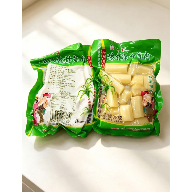 Sugar Cane（360g/12.7oz,1Pack/bag）Packaged Peeled Sugarcane Chunks Convenient and Easy-to-eat Sugar Cane
