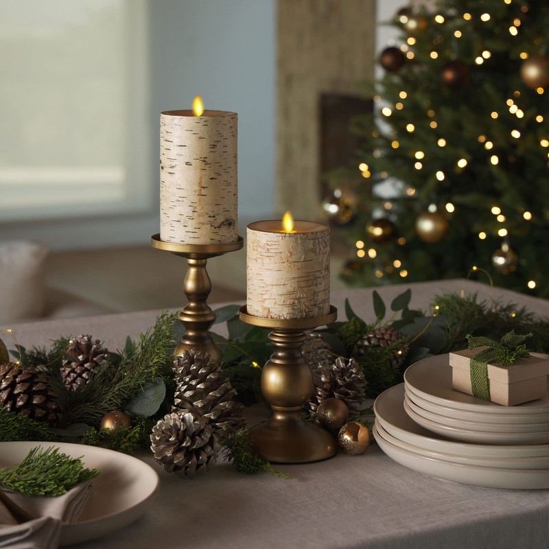 Luminara Real Birch Bark Wrapped Flameless LED Candle, 3.5" x