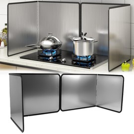 Tylulikaty 4 Sided Splatter Guard,Foldable Stainless Steel Oil Splatter Screens, Oil Splash Insulation, Oil Splatter Guard Stove Heat Insulation Board, (L: 15" x W: 11.5" x H: 12" x 2Pcs)