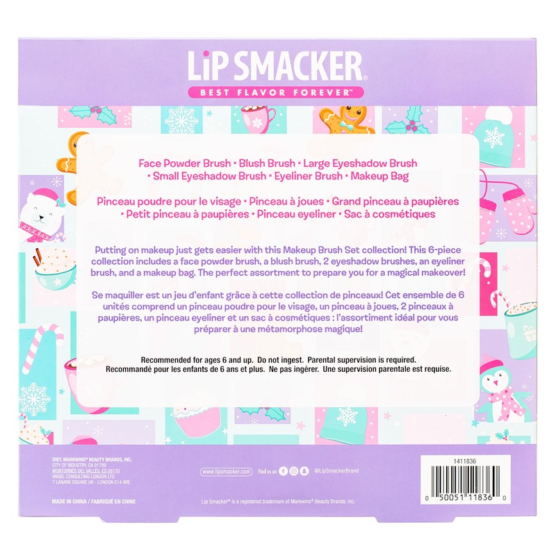 Lip Smacker Holiday Makeup Brush Set, Set of Six Makeup