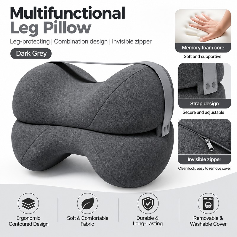 Contoured Memory Foam Knee Pillow for Side Sleeping – Cooling