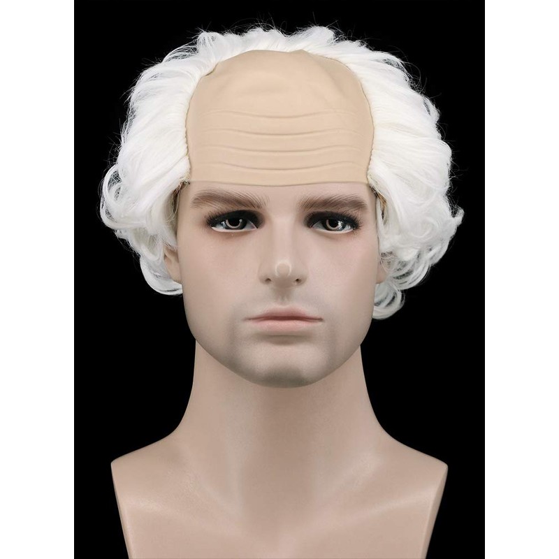 Karlery Short Curly Fits Old Man Bald Cap Mad Scientist