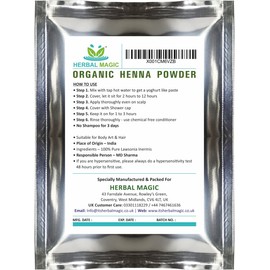 Herbal Magic's Organic Henna Powder for Hair, USDA,Triple Sifted, Herbal Hair Mask, Natural Hair Dye Colour, Body Art Quality, Chemical Free Hair Coloring Free from Fillers & Preservatives-200g