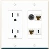 Wall Plate City 3-5MM 2 CAT6 USBC Port Wall Plate w/Power Outlet White