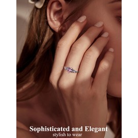 Vesitim Celtic Knot Rings for Women 925 Sterling Silver Solitaire Ring Wedding Engagement Band Heart Created Pink Tourmaline Jewelry Size 10