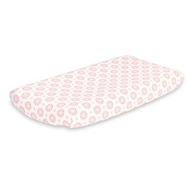 Coral Pink Starstruck Baby Changing Pad Cover by The Peanut Shell