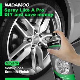 NADAMOO Aluminum Wheel Spray Paint, Semi-gloss Aerosol Car Rim Paint for Recolor and Protection of Metal Surface, Silver, 1 Can, 13 Oz