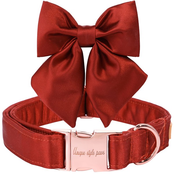 Unique style paws Silk Mandarin Colour Dog Collar, Adjustable, Durable