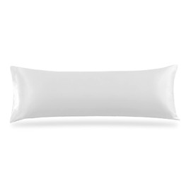 P Pothuiny Satin Body Pillow Cover 20" x 54", Ivory White Silky Body Pillow Pillowcase for Adults, Long Body Pillow Case with Envelope Closure