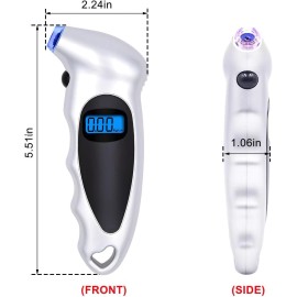 KVAEY Digital Tire Pressure Gauge 150 PSI Backlight LCD Non-Slip Grip for Car Truck Bi
