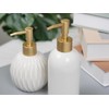 Ceramic Soap Dispenser White with Gold Pump,Modern Design Cylindrical Lotion