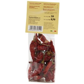 Dried Whole Calabrian Chili Peppers, 20 g, Dry Peppers on Stem, Great for cooking or decoration, All Natural, Non-GMO, Product of Italy, TuttoCalabria