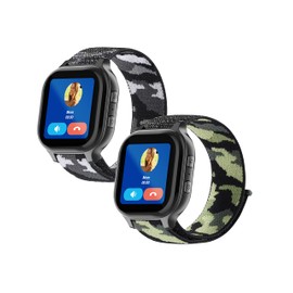 YANC Kid's Length Black Blue Red Green or Camo for Boy Girl Reliable-velcr Watch Bands with Hollow Surfaces Compatible with Gabb Watch 3/2/1, 2 Packs(camo army green black)