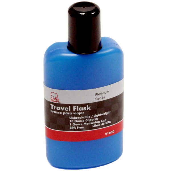 Chef Craft Plastic Travel Flask, 10 oz, Clear/Blue
