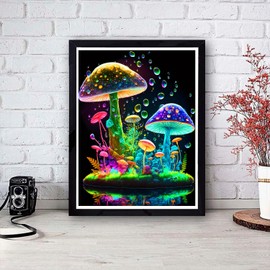 Generic Mushroom Diamond Art Painting Kits for Adults - 5D Round Full Drill Mushroom Diamond Dots Paintings for Beginners,DIY Mushroom Diamonds Gem Art for Adults Home Wall Decor 11.8x15.7inch
