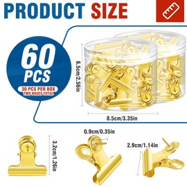 E BAVITE Push Pins Clips, Gold 60 Pieces Metal Clothes Pushpin with Clip for Bulletin Board Cork Boards Wall Crafts Heavy Duty Cubicle Clip for Paper Picture Poster Hanging Office Classroom Home