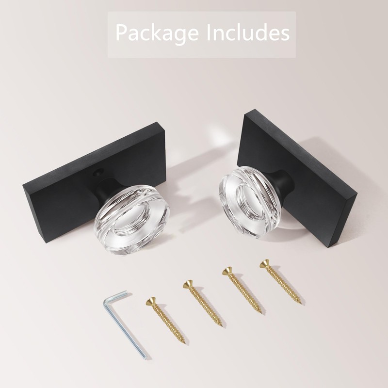 Newlaking Dummy Door Knob Set - Crystal Glass Non-Locking Door