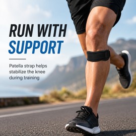 Patella Knee Strap for Sports Support – Adjustable Neoprene Compression Band with Silicone Pad for Running & Basketball