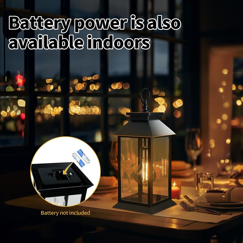 AYTPU 2 Pack Solar Lanterns Outdoor, Hanging Glass Solar Lights
