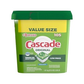 Cascade Dishwasher Pods, Actionpacs Dishwasher Detergent, Original Fresh, 105 Count, Packaging may vary