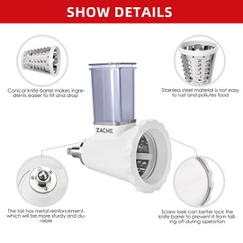 Updated Shredder Cheese Grater Attachment for KitchenAid Stand Mixers, Salad Machine with Vegetable Slicer, Salad Maker, Food Slicers Slicer Shredder Attachment with 4 Blades Dishwasher Safe
