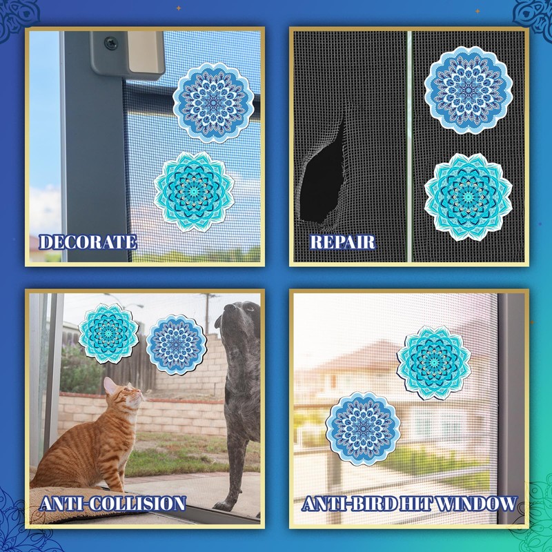 Relaxweex 2 Pairs Mandala Screen Door Magnets 6" Round Double