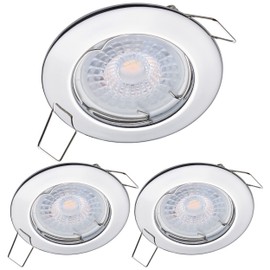 Oktaplex Set of 3 LED Spotlights - 3 Levels Dimmable - 4.8 W 2700 K 230 V 380 lm Warm White 110° - Ceiling Spotlight Chrome Hole Size 60 mm Ceiling Spotlight Sedan
