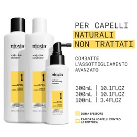 Nioxin Scalp + Hair Thickening System 1 Three-Phase Set - for Natural Hair with Gentle Thinning - Shampoo, Conditioner and Treatment of the Scalp (300 + 300 + 100 ml)