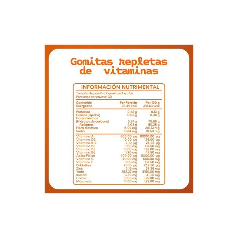Súluu Multivitaminico Niños Gomitas Sistema Inmunológico Fuerte Protección Vitaminas Inositol