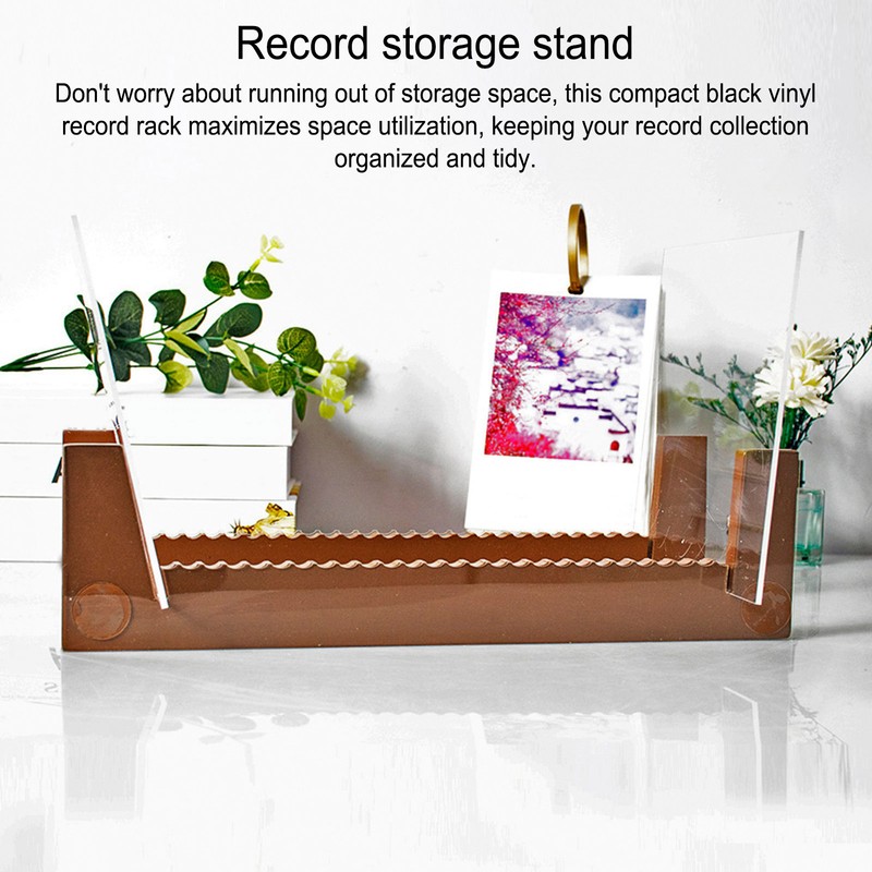 Vinyl Record Storage Holder Wooden Acrylic Multifunctional Retro Vinyl Record