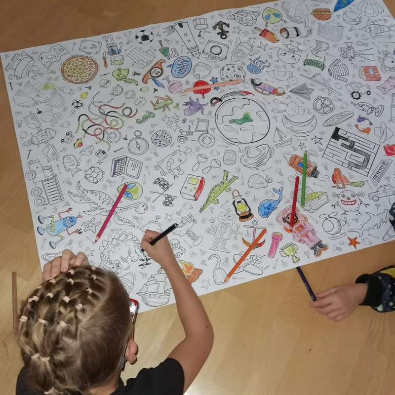 Paper tablecloth for colouring, explorer motif, colouring pictures boys, colouring